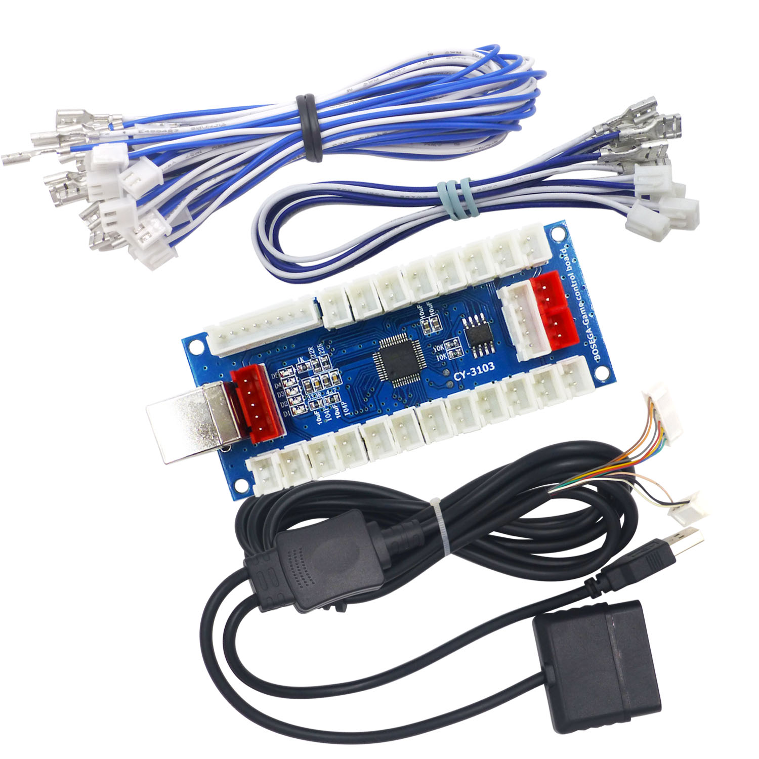Arcade Button Pcb - SJ@JXアーケードコントローラー ゼロディレイエンコーダーPCBボード アーケードDIYキット ジョイスティックボタン 5V電源 PC、Raspberry