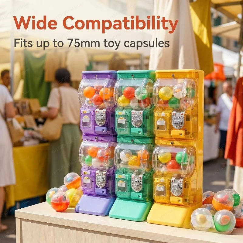 透明な白い二段式ガチャポンマシン、75mmガチャボール用のコ - Arcade And Vending のレビューと価格